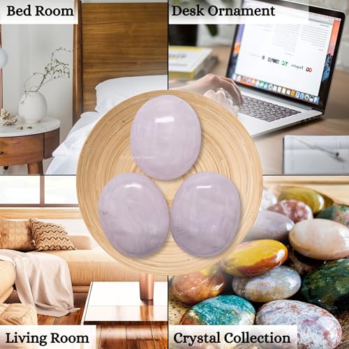 Image of Certified Pink Calcite Crystal Palm Pebbles Stones for Anxiety Stress Relief Massage - AAA Grade Original Healing Gemstone Agate Palm Stone for Yoga Meditation Spiritual Reiki Feng Shui