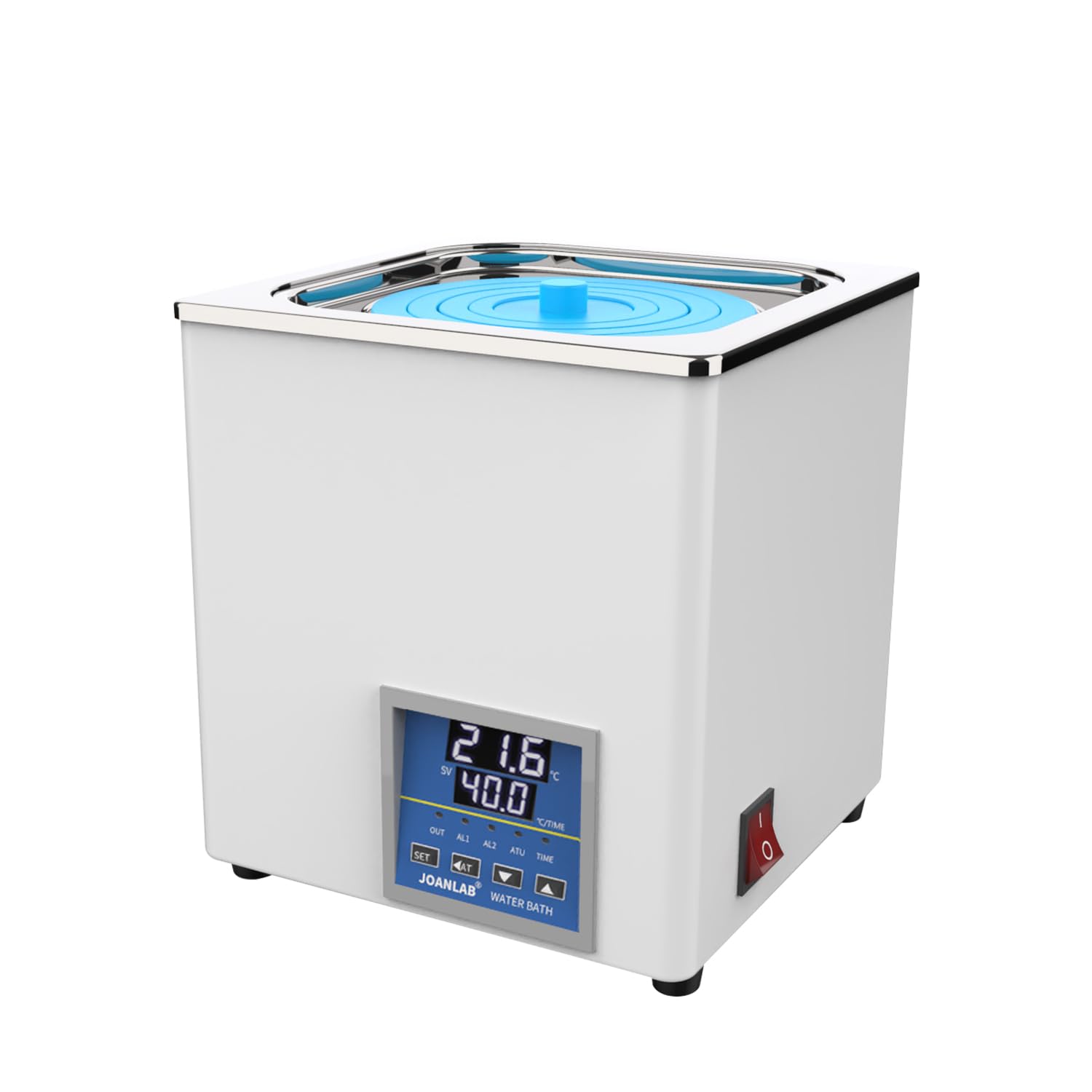 JOANLAB Bagnomaria da Laboratorio 3L, 300W - Singola Apertura, Acciaio Inox - Termostato Digitale ±0,1°C - Timer 0-99 Min - Display LED