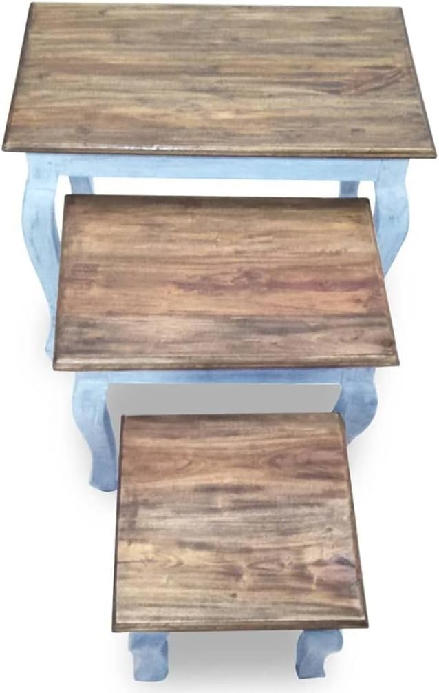 Nesting Table Set 3 Pieces,Hallway Table,Accessories for Bedroom,Small Table,Handmade,for Small Spaces, Accent Nightstand, Sofa Table, Living Room, Bedroom, Solid Reclaimed Wood