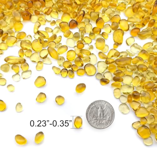 Image of Keedolla 2 lbs /900g Decorative Fish Tank Pebbles Marbles, Sea Glass Stones Beards Pebbles Gravel Rock for Fish Tank, Garden and Vase Fillers - Light Yellow