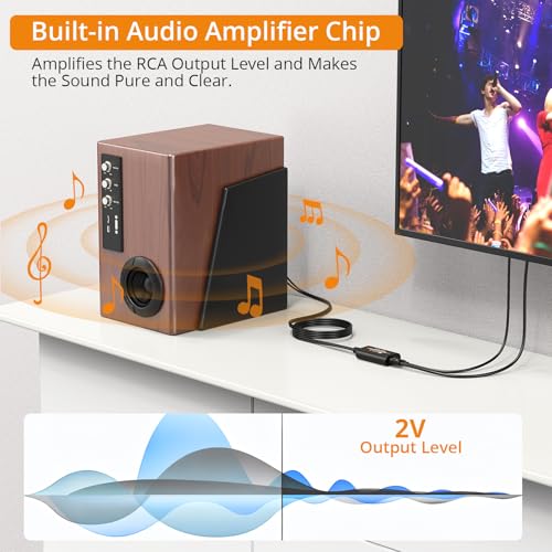 Image of Neoteck 192kHz DAC Converter 5.9ft /1.8m Optical to RCA Cable SPDIF to RCA Digital to Analog Converter with Built-in Audio Amplifier Chipset for HDTVs Set-Top Boxes DVD /Blu-Ray Players-Male Output