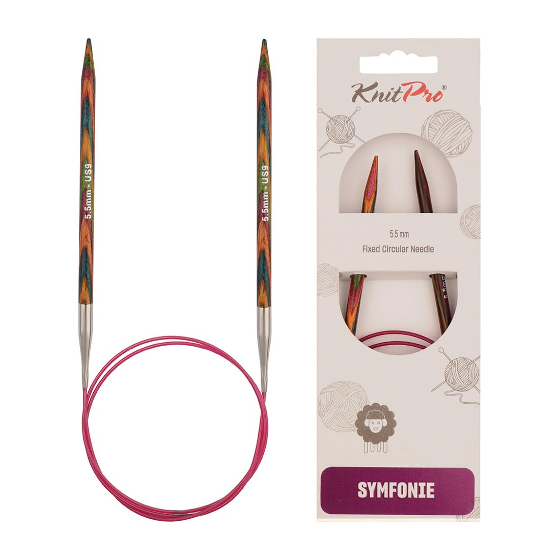 Knitpro Circolari Aghi, 100 X 5.5 Mm, Fisse Ferri Circolari Symfonie Fissi, Multicolore-image