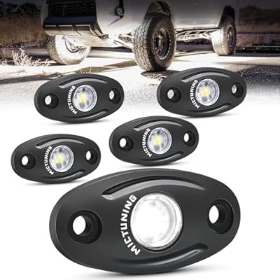 MICTUNING 4 Pods Pure White Rock Lights Kit - IP68 Waterproof, with Wiring Harness - Ultimate Underglow for Car, Truck, ATV, UTV, SUV, Off-Road, Golf Cart & Boat