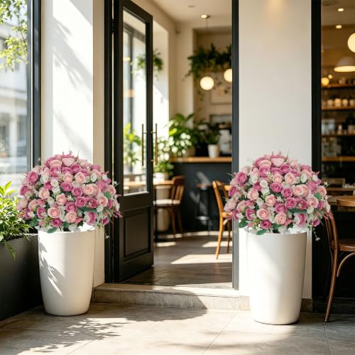 Aoutyers 24" Artificial Potted Flowers for Outdoors, Silk Rose Faux Plants - image 9