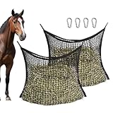 Afenau Heunetz für Pferde, 2 Stück Heunetz Engmaschig 5KG, 5x5 cm Heutasche Pferd, Portable Heunetz Groß, Verbessert Verdauung Heusack für Pferde, Schafen, Rindern (Quadratisch)