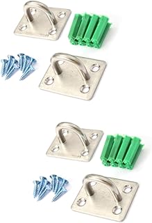 Cabilock 4 PCS Wall Hanging Hooks Stainless Steel Hooks Heavy Duty Hooks Stainless Steel pad Eye Plate u Hooks Stainless Steel s Hooks Eye Screw Stainless Steel u Shaped Hook Ceiling Base