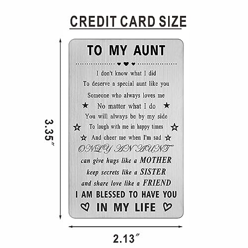 CPLJW Greeting Card - Best Aunt Birthday Gift, Engraved Steel Wallet Card for Auntie2