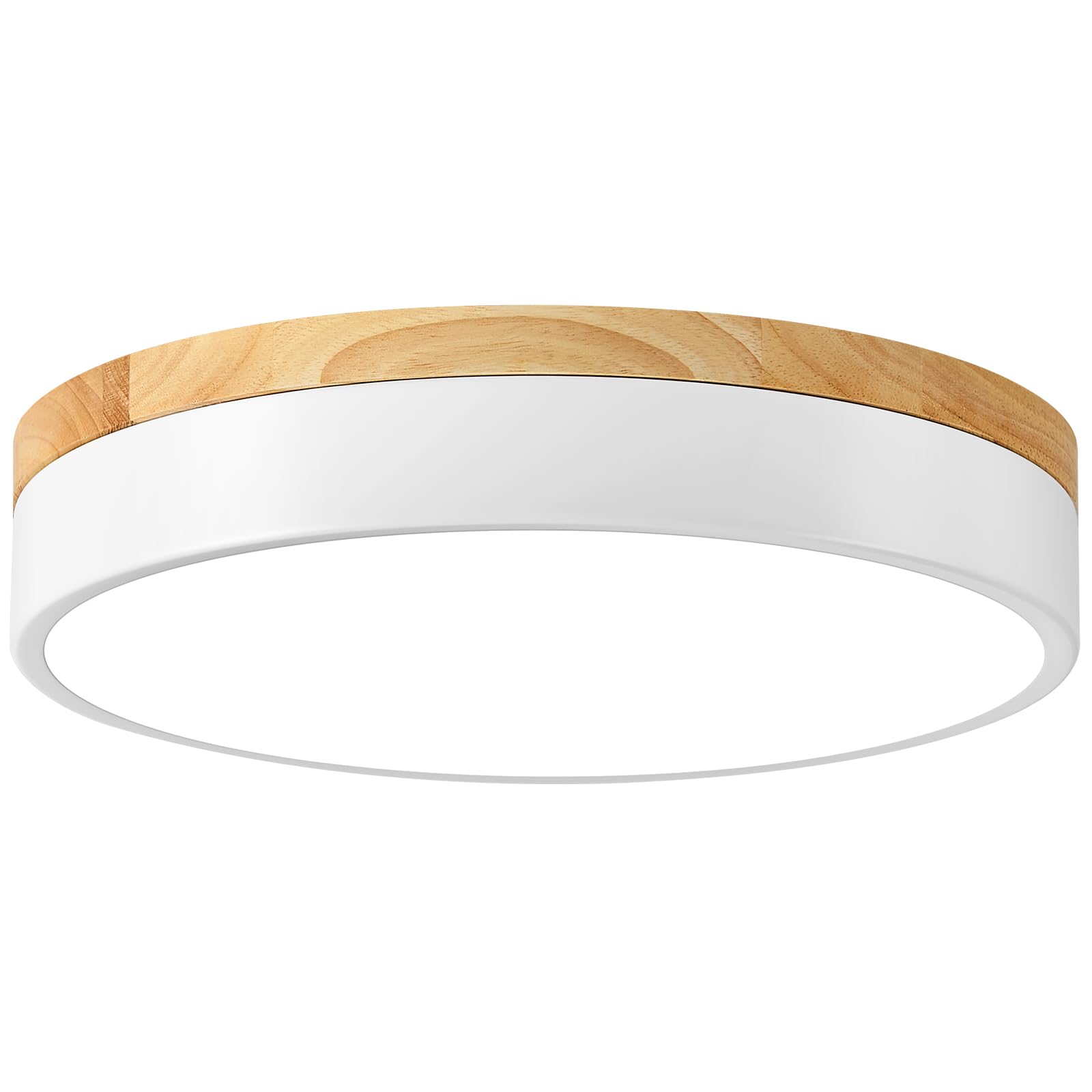 Dimmable Wood LED Ceiling Light Fixture White Round Low Profile Flush Mount Lighting Modern 5CCT 2700K-6000K Ceiling Lamp