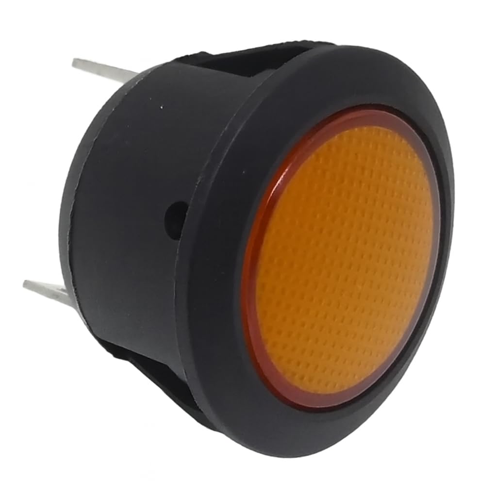 Dun-Bri Amber | 12/24V | Spade Terminal Dbg Led Warning Light, 23.3Mm Head, 20Mm Mount Hole, 12V/24V Dc, Ip65 Rated, Snap-In, Bright Indicator For Panels And Dashboards. ()