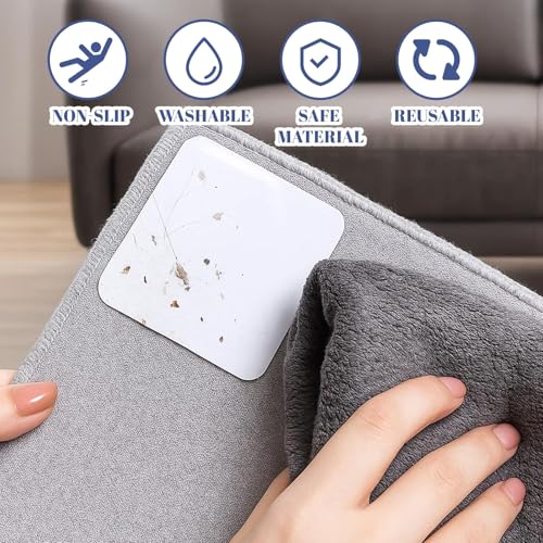 8 Stück rutschfeste Pads, Anti Rutsch Teppichunterlage, Teppich Küche, antirutsch, Teppich Stopper rutschfest, 10x10 cm Weiße Antirutsch Unterlage für Sicheren Halt