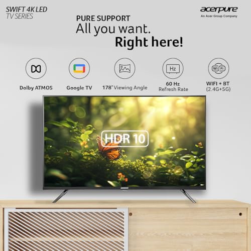 Image of Acerpure 109 cm (43 inch) Swift Series UHD LED Smart Google TV AP43UG51ASFTD Model (Black)