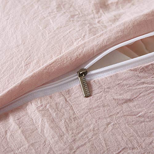 Moowoo Pink Shabby Chic Bedding,2 Pc Ruffle Duvet Cover Set, Soft And Breathable Washed Microfiber, Farmhouse Duvet Cover And Pillow Shams, French Country Style(Pink, Twin) #TOP5