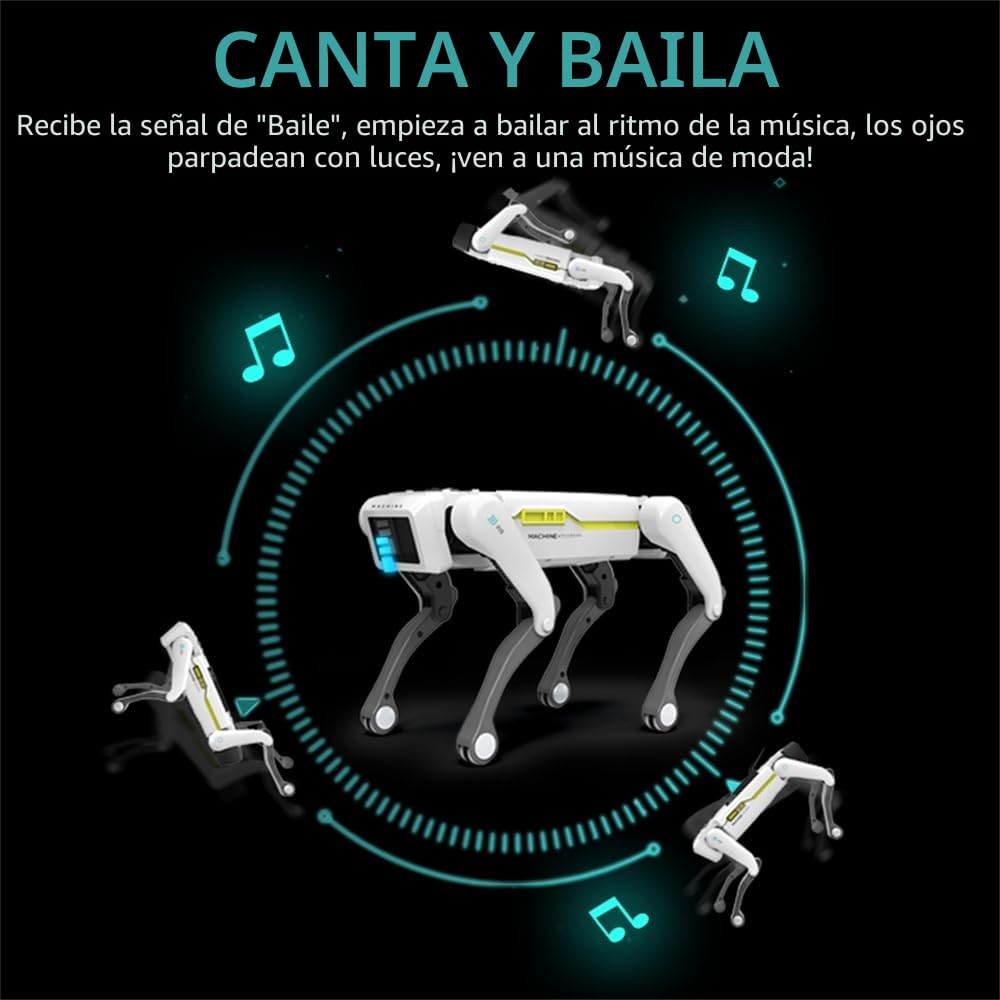 Robot perro juguete teledirigido para niños de 3 a 12 años, perro robot inteligente admite control de aplicación, puede programar, bailar, música e interactuar