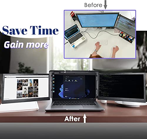 KEFEYA Dreifacher Laptop Bildschirmerweiterung, Tragbarer Monitor für Laptop, Dual 13.3" FHD IPS Tech Display, für 13.3"-16.5" Notebooks & Windows Mac Andriod – Bild 6