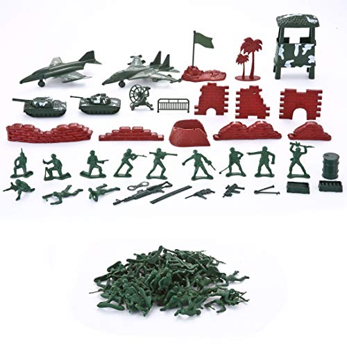 JOYIN 164 Teiliges Soldaten Spielset, Mini Soldaten Figuren Spielzeug Set, Deluxe Militärspielset mit Soldaten, Flugzeugen, Hubschraubern… – Ansicht 6