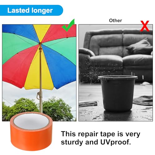 Image of MECCANIXITY RV Awning Repair Tape 2 Inch x 33 Feet, Waterproof Multipurpose Outdoor Repair Patch for Fabric Tarp RV Roof Awning Tent Sail Boat Cover (Orange)