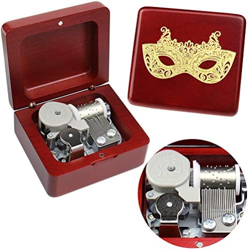 Sinzyo Masquerad Music Box Vintage Wood Carved Wind Up Musical Box Gift for Christmas,Birthday,Valentine's Day B
