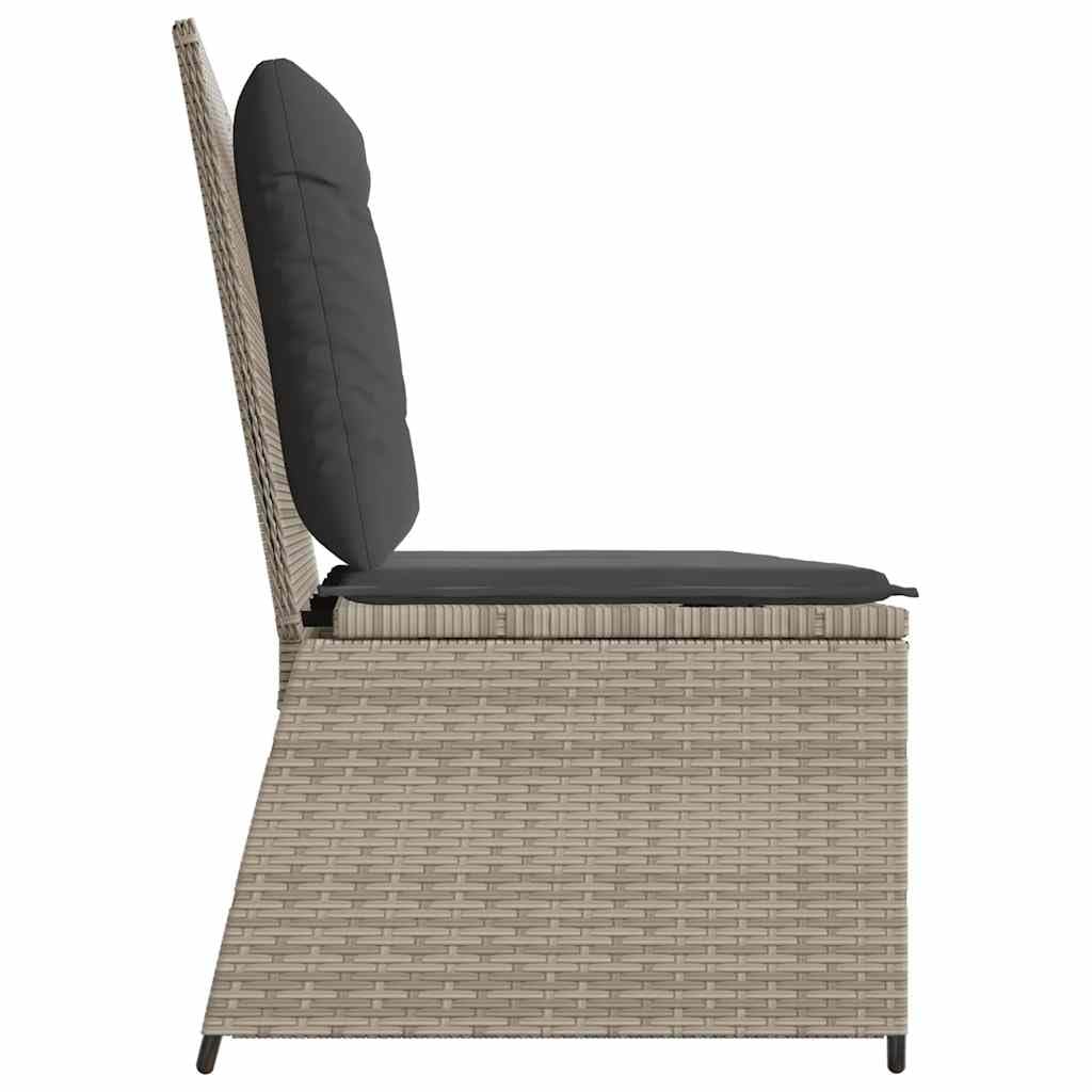 Ławka ogrodowa regulowana z poduszkami, jasnoszara, polirattan, 108 x 67 x 95 cm, nadaje się na taras i na zewnątrz