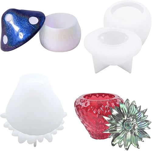 Juego de 2 moldes de resina para frascos de silicona, moldes de resina con tapa, moldes de resina epoxi de silicona para botellas de almacenamiento