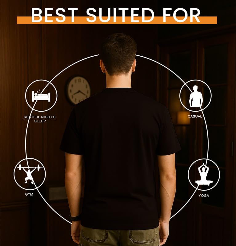 Image of Sleepynuts Men's Regular Fit Round Neck Half Sleeves Solid Casual Wear T-Shirt