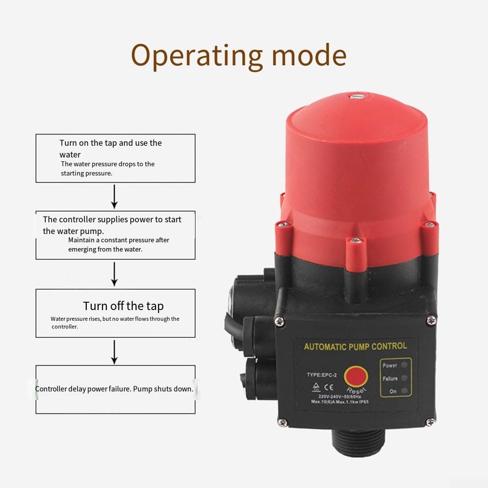 Regolatore automatico, 1100 W, interruttore elettronico IP65 EPC-2, regolatore di pressione, pompa da 10 bar per manometro