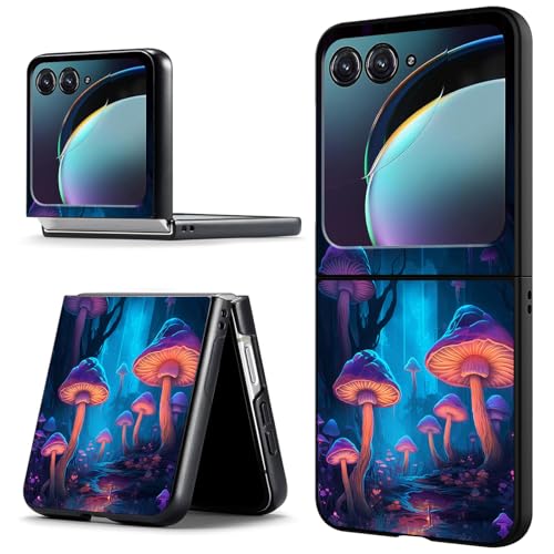 ACWDMKH for Motorola Razr 2025 Case,for Moto Razr 60 Phone Case Cute Slim Hard PC Ultra-Thin Anti-Scratches Shockproof Protective Phone Cover,Blue Purple Mushroom