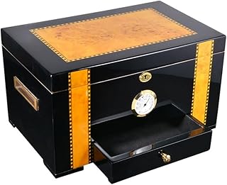 Countertop Cigar Humidor, Cigar Box, Luxurious Cigar Humidors with Accurate Digital Hygrometer and Humidifier, Spanish Vintage Cedar Wood Cigar Boxs, Portable Cigar Cabinet