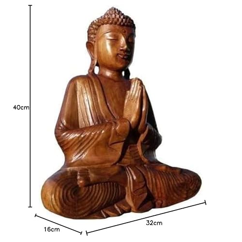 WOGEKA ART Super ładna modlitwa Budda o długości 40 cm, drewno Budda Feng Shui BMGEB40