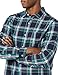 Amazon Essentials Men's Long-Sleeve Regular-Fit Stretch Poplin Shirt, Dark Green Navy Medium Plaid, Large