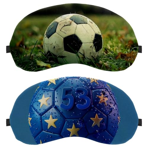 Augenmaske, Blau, Fußball-Schlafmaske für Seitenschläfer, weiche Schlafmaske für Damen und Herren, komplette Lichtblockierung, Nulldruck-Nacht-Augenbinde, 2 Stück