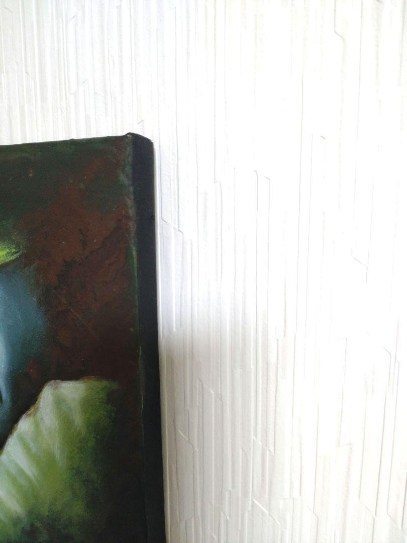 カエルの油絵【水鏡】1点物の原画◇作者サイン入り◇F3号キャンバス