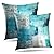 Alricc Set of 2 Turquoise and Grey Art Artwork Contemporary Decorative Gray Home Decorative Throw Pillows Covers Cushion Cover for Bedroom Sofa Living Room 18X18 Inches