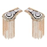 SUPERFINDINGS 2pcs Charreteras Borla Moda Insignia Hombro Punk Metal Charretera Platino Desmontable Decoración Hombro Fijada Por Pin Chaquetas Flecos Metal Punk