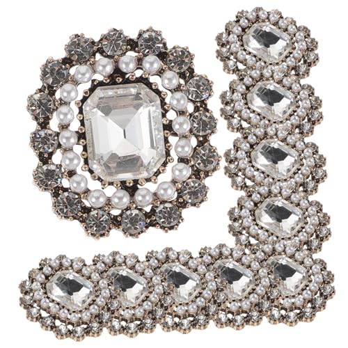 Operitacx 10 Stück Teiliges Strassknöpfe mit Perlen Flach Glänzend Schmuckzubehör für DIY Bastelarbeiten zum Annähen an Kleidung Taschen Schuhe Vielseitig für Handwerksprojekte