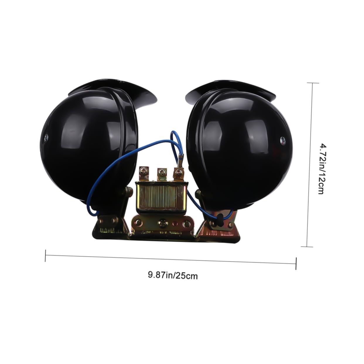 PRETYZOOM Türkenhorn 12v Autohupe 2 Stück Schwarze Schneckenhorn Hupe aus Kupfer Zweitonig Stark Durchdringend für Auto und Cart