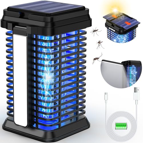 Rechargeable Solar Bug Zapper & Fly Trap 4200V, USB, 5000mAh