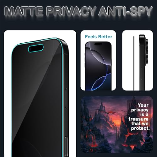 Image of ArmourPro Matte Privacy Tempered Glass Compatible with iPhone 16 Pro (6.3 Inch) with Edge to Edge Coverage and Easy Installation kit (Pack of 2)