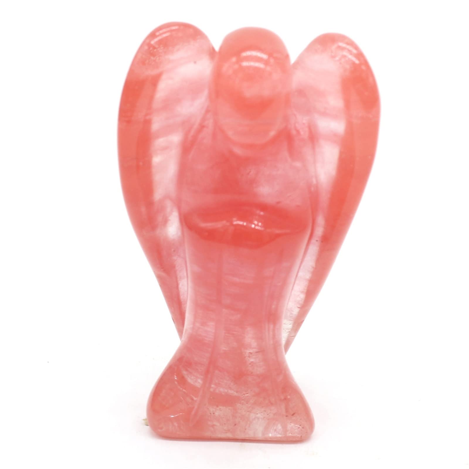Haussammlung 30g Naturstein Kristall Pendel Engelsform Heimdekoration Figur Statue Edelstein Ornament 50x35mm 1PC Geschenk PEIQIYIN(Color:Madagascar Rose Quar)