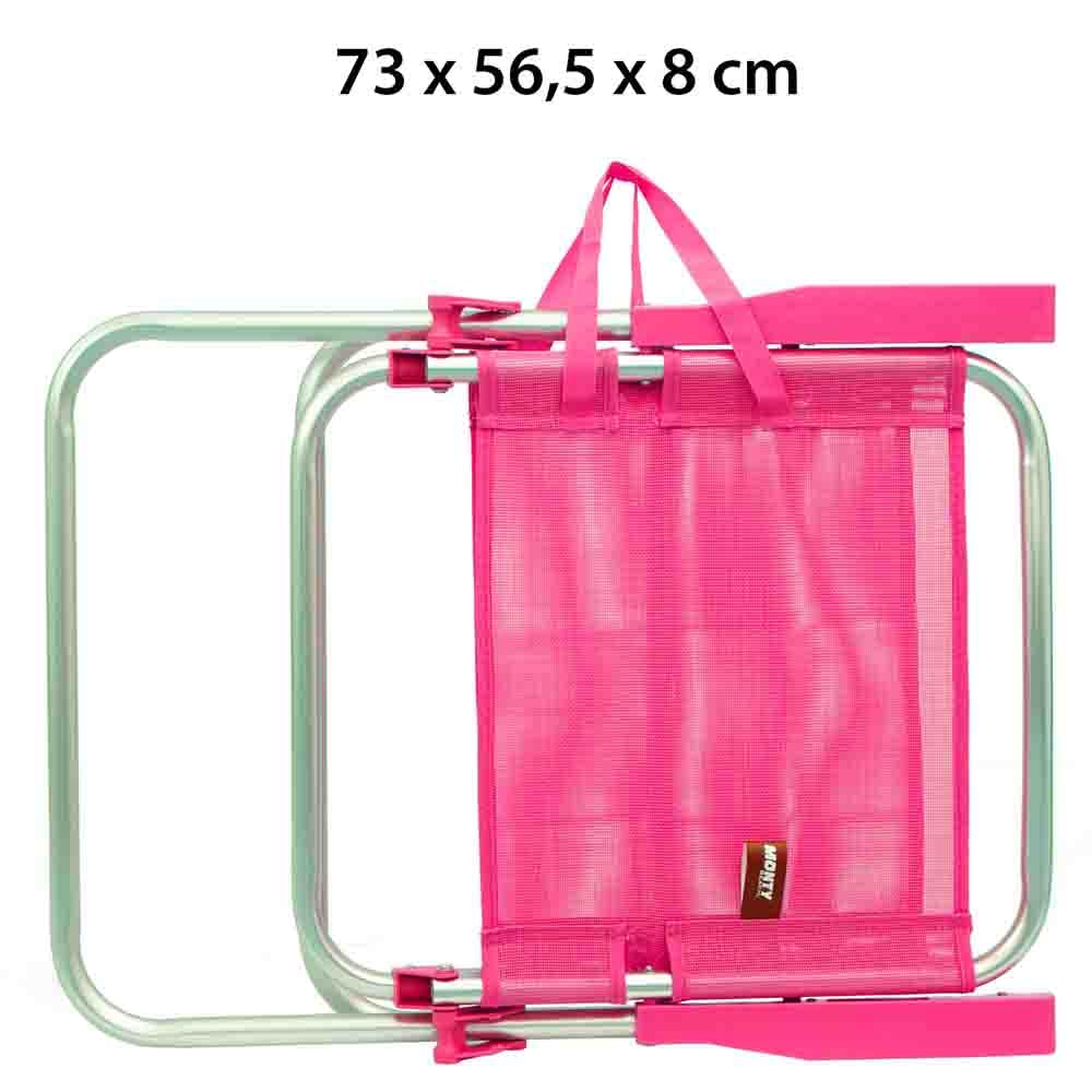 LOLAhome Silla de Playa Fija Plegable de Aluminio y textileno Rosa de 55x43x75 cm