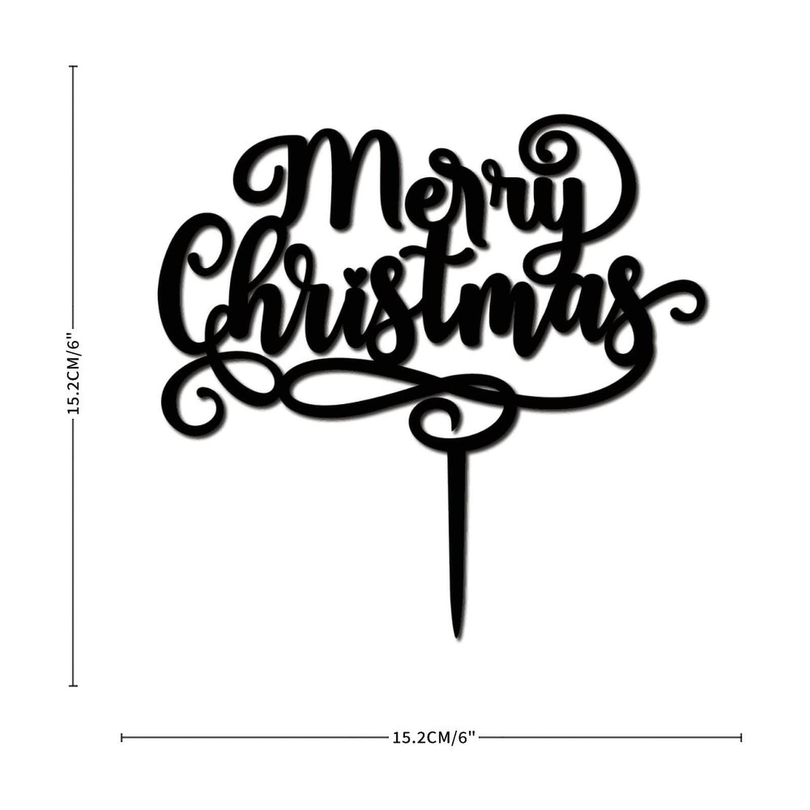 Drink Up Weihnachts-Kuchenaufsatz – „Merry Christmas“ Mit Schwarzem Glitzer, 15,5x21,6 Cm