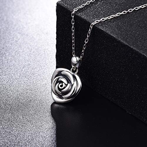 Sterling Silver Rose Flower Cremation Urn Pendant Necklace Keepsake Ashes Memorial Jewelry for Women4