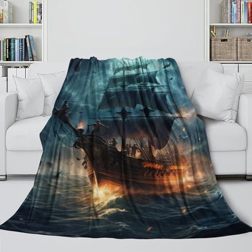 Couverture chaude plaid bateau pirate pour couchage adulte et voyage