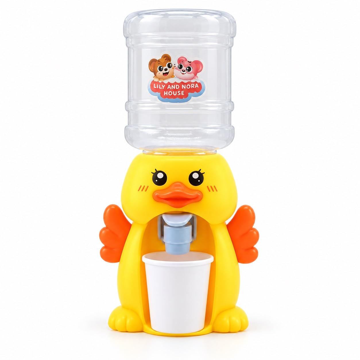 MAPPERZ Kids Mini Water Dispenser, Toy for Children with Small Bottle and Mug, Juice, Milk, Tea and Milk Cartoon Theme Dispenser, Water Machine Toy Pack of (Duck)