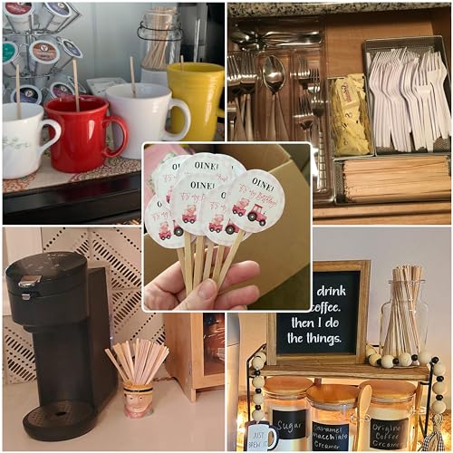 Antetok 190-100-SAN Wooden Coffee Stirrers - Coffee Stir Sticks 7.5 Inch,100Pcs Disposable Birch Wood Coffee/Beverage Stirrers,Swizzle Drink Sticks,Coffee Bar Accessories thumb #1