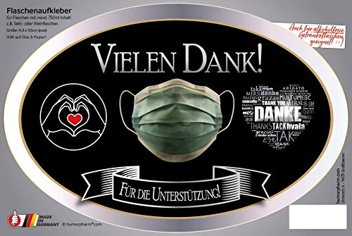 "Hartelijk dank" stickers voor ondersteuning - champagnefles wijnfles waterdicht ("Corona" Edition) - Image 3