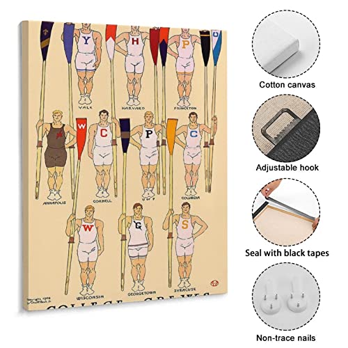 Edward Penfield Art Illustration Posters College Crews Rowing Vintage Magazine Cover Poster Canvas Wall Art Prints For Wall Decor Room Decor Bedroom Decor Gifts 24X32Inch(60X80Cm) Frame-Style #TOP2