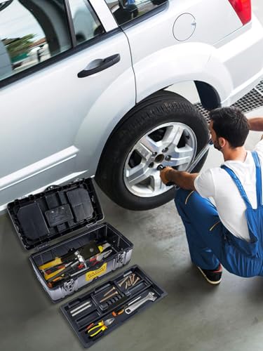 CROWNSHOP Tool Box ToolBox StorageHeavy Duty Stainless Steel Portable Toolbox with Metal Dual Latch Removable Tray Storage Case with Tray and Latch for Small Parts for Tools (19 Inch) 6 CROWNSHOP Tool Box ToolBox StorageHeavy Duty Stainless Steel Portable Toolbox with Metal Dual Latch Removable Tray Storage Case with Tray and Latch for Small Parts for Tools (19 Inch) - Image 6