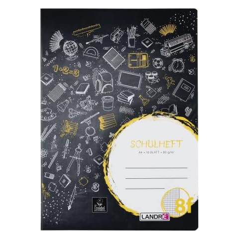 Oxford Landre Schulheft A4, 16 Blatt, Lineatur 8f, rautiert mit Rand, 10 Stück Cover