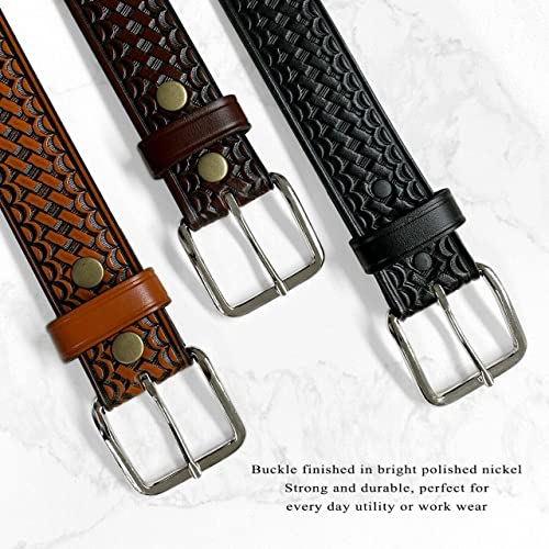 Utility Uniform Work Belt Basketweave Embossed One Piece Full Grain Belt 1 1/2"(38mm) Wide or Replacement Strap2