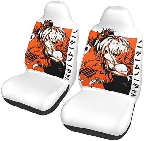 UNSUYU Anime 3D Printing No-Game-No-Life Car Seat Cover All-Inclusive Comfort Animation Car Seat Cushion Cover General Automotive Decoration (A Set of 2)